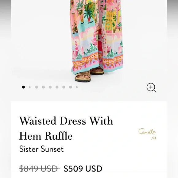 💕SOLD💕Camilla Waisted Dress With Hem Ruffle Sister Sunset - Picture 9 of 13